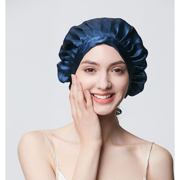 Inf Cuffia Da Notte In Seta Al 100% Blu-image