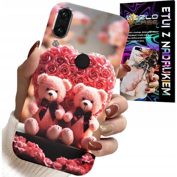 Custodia Per Huawei Y7 2019 - Rosa Orsetto Famiglia Cuore + Vetro-image