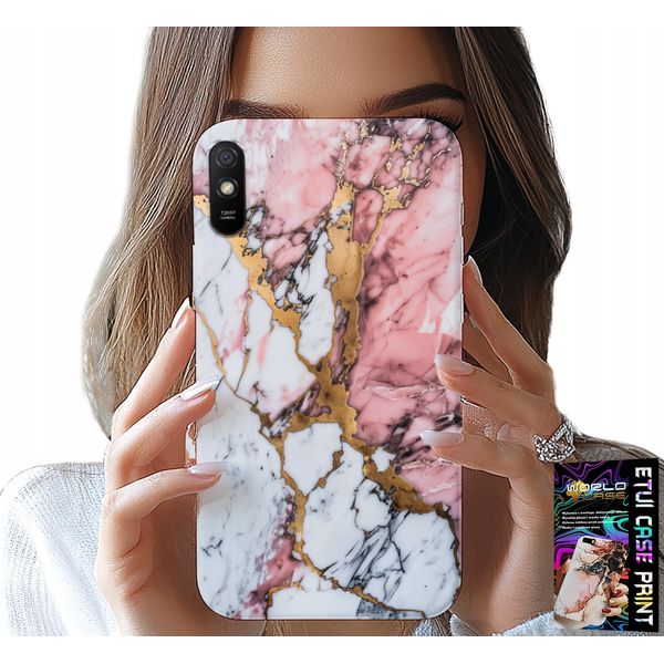 Cover Per Xiaomi Redmi 9A - Marmo Rosa E Bianco, Motivo Pietra-image