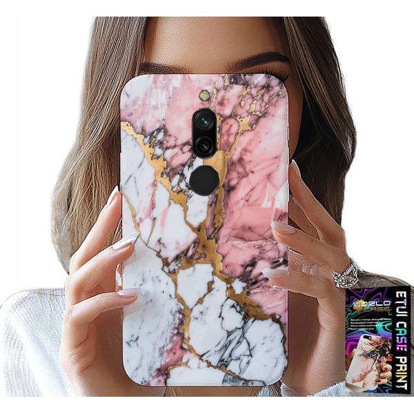 Custodia Per Xiaomi Redmi 8 - Marmo Rosa E Bianco, Motivo Pietra-image