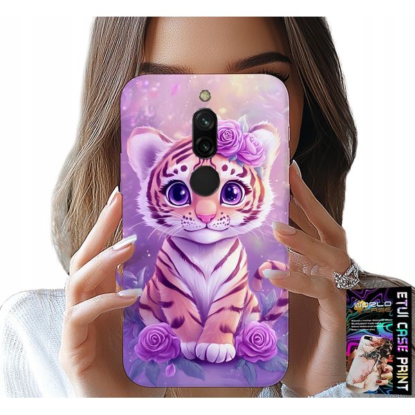 Custodia Per Xiaomi Redmi 8 - Tigre Carina Su Sfondo Rosa + Vetro-image