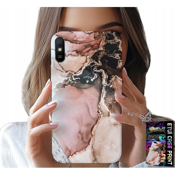 Custodia Per Xiaomi Redmi 9A - Elegante Design Marmorizzato Di Tendenza + Vetro-image