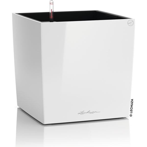 Fioriera Lechuza Cube Premium 40 Bianco Lucido | Fioriera Con Sistema Di Irrigazione | Superficie Lucida | 39 X 39 X 40 Cm | 16360-image