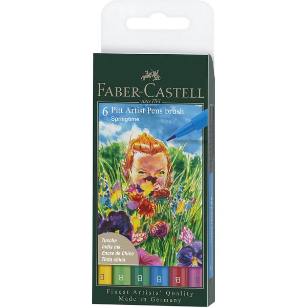 Faber-Castell Pitt Artist Pen Penna A Inchiostro A Pennello - Primavera - Confezione Da 6-image