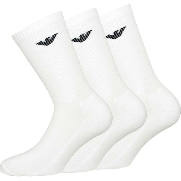 Emporio Armani Calzini Medio-Alti Da Uomo (Confezione Da 3) Bianco/Bianco Taglia Unica-image