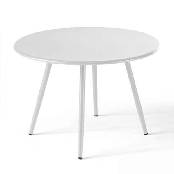 Tavolino Basso Rotondo In Metallo Bianco - Oviala Palavas-image
