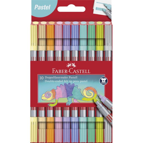 Faber Castell 151112 Penna Con Punta In Fibra Duo Pastel - 10 Colori Assortiti-image