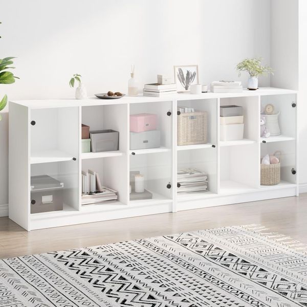 Vidaxl Libreria Con Ante Bianco 204X37X75 Cm Materiale A Base Di Legno-image