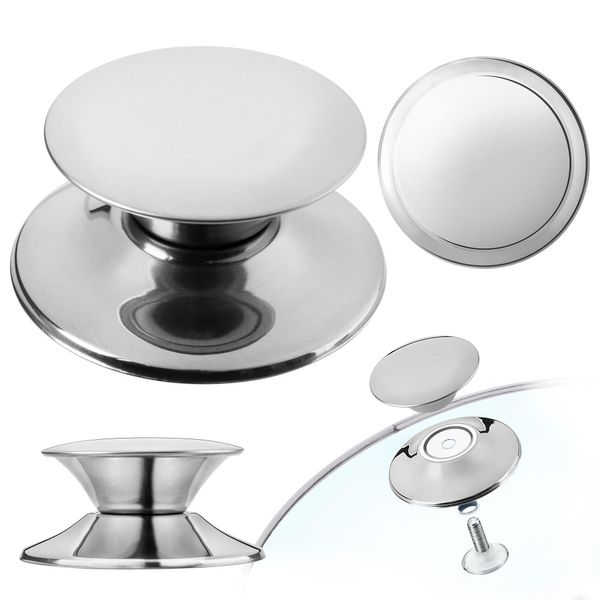 Manico Per Coperchio Di Pentola Kadax "Salerno"", Manico Per Coperchio Di Pentola In Plastica E Acciaio Inox, 1 Pezzo, Argento"-image