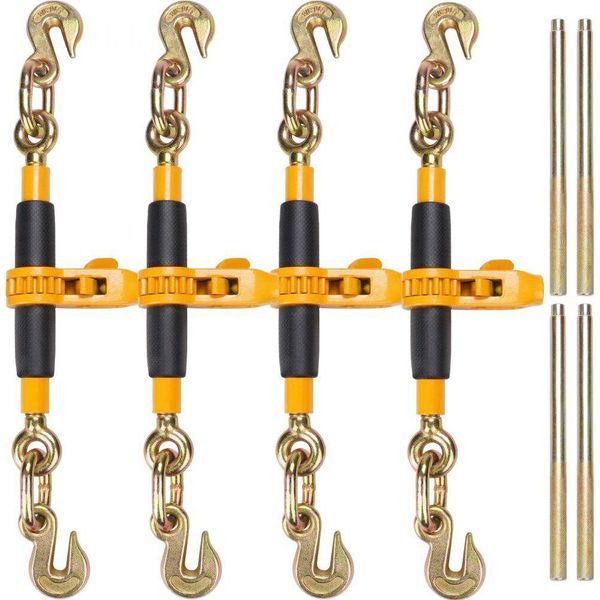 Legatore A Catena A Cricchetto, 3/8"-1/2"" Legatore Di Carico Premium Sm® - Con Gancio G80 - Portata 12000 Lbs - Impugnatura Ergonomica Antiscivolo - Legatore A Catena Di Tensione Per Rimorchi Di Autocarri A Basso Carico"-image