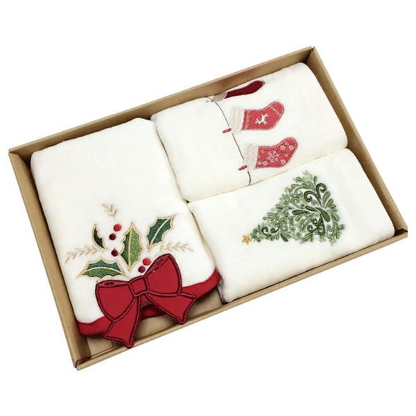 Set Di 3 Asciugamani Natalizi, Flanelle, Puro Cotone, Asciugamani Per Bagno E Cucina, Asciugamani Per Lavabo-image