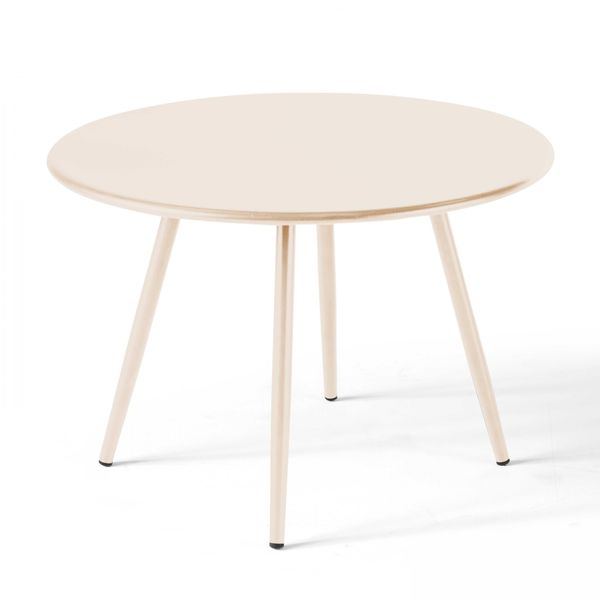 Tavolino Basso Rotondo In Metallo Avorio Di 50 Cm - Oviala Palavas-image