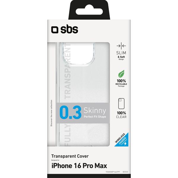 Sbs TESKINIP1667PT, Cover, Apple, Iphone 16 Pro Max, 17,5 Cm (6,9"), Trasparente"-image