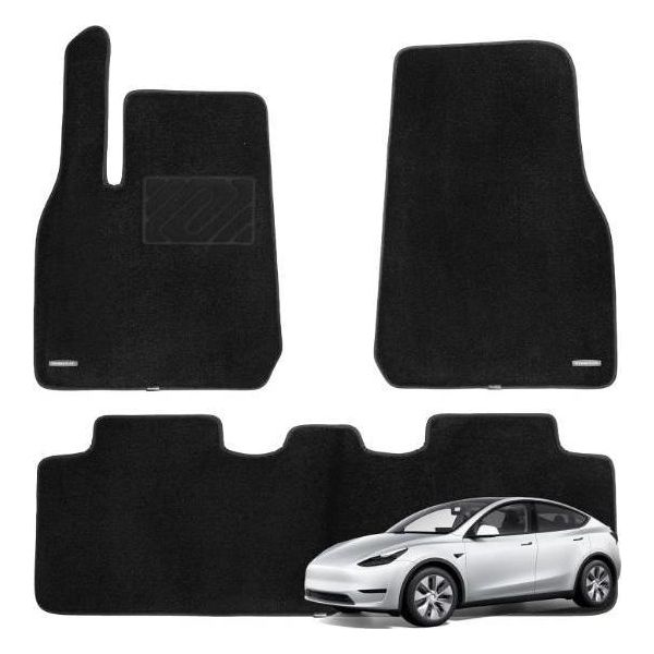 Tesla Model Y 2020-2023 Tappetini Per Tutte Le Stagioni - Tappetini Premium Antiscivolo Impermeabili Per 5 Posti Nero-image