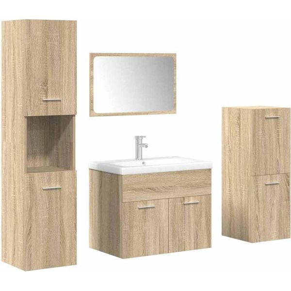 Vidaxl Set Di 5 Pezzi Di Mobili Da Bagno In Legno Di Quercia Sonoma-image