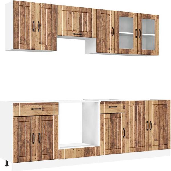 Vidaxl Set Di Armadietti Da Cucina Kalmar Da 8 Pezzi In Legno Di Recupero-image