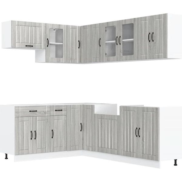 Vidaxl Set Di Armadietti Da Cucina 11 Pezzi Lucca Grigio Sonoma In Legno-image
