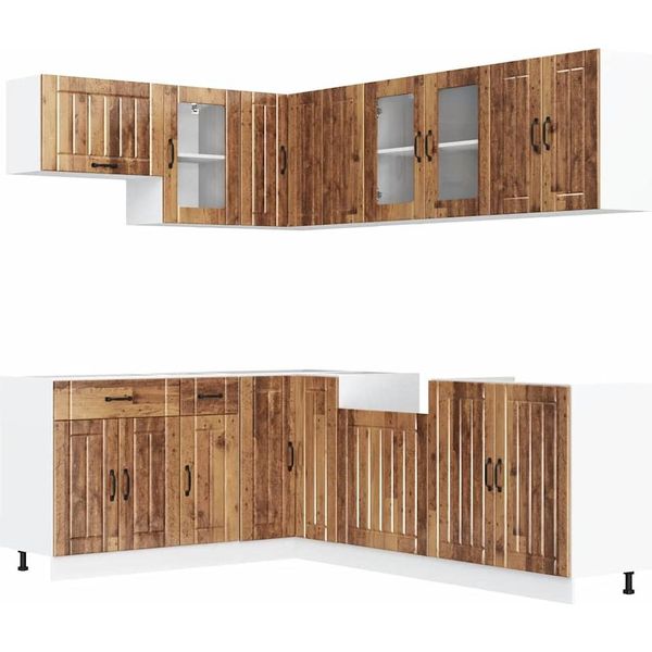 Vidaxl Set Di Armadietti Da Cucina Da 11 Pezzi Lucca, In Legno Di Recupero, Materiale A Base Di Legno-image