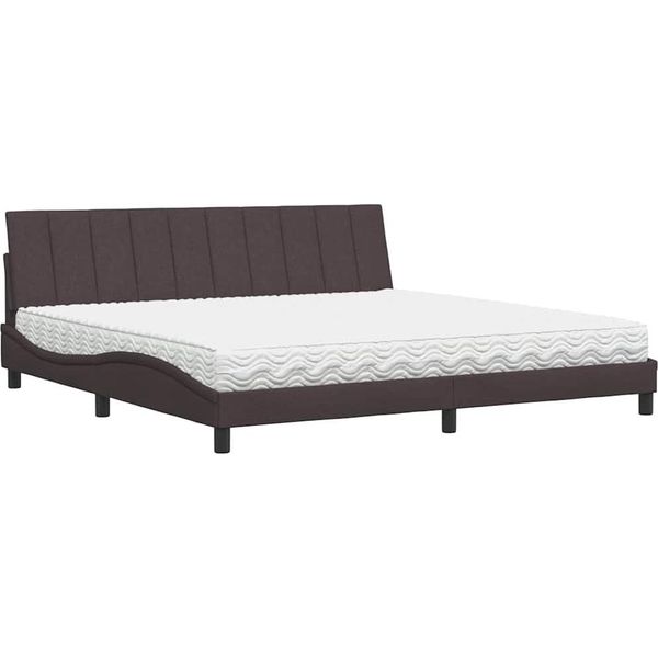 Vidaxl Letto Con Materasso "Hanko"" Marrone Scuro 200X200 Cm Tessuto"-image