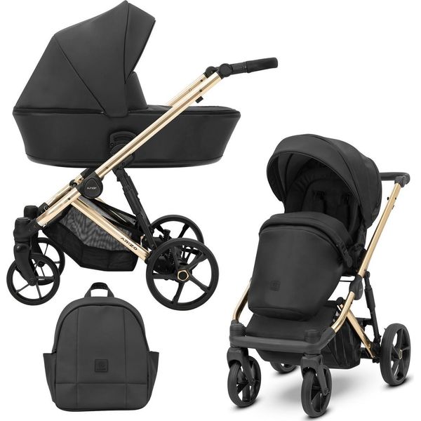 Kunert Arizo Premium 2In1 In Ecopelle Nera Con Telaio Dorato, Navicella E Accessori-image
