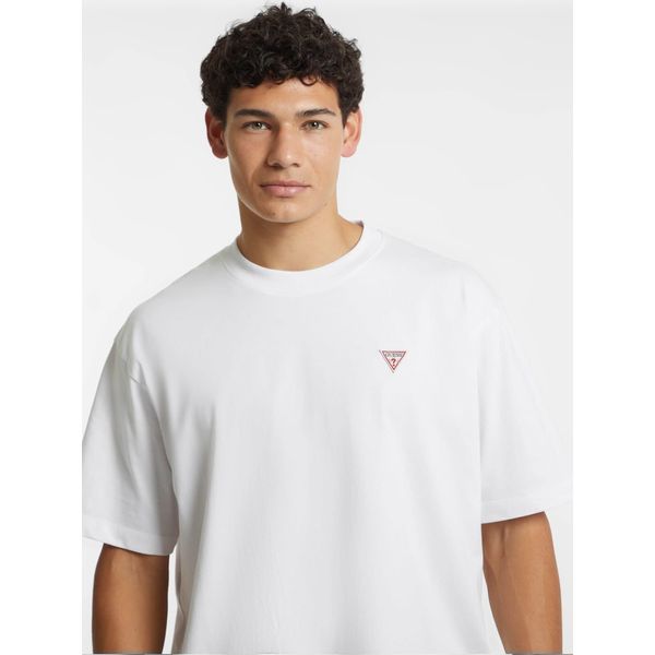 T-Shirt Oversize Da Uomo Di Colore Bianco In Cotone Organico Con Logo Applicato-image
