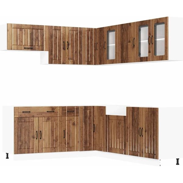 Syfax™ Set Mobili Da Cucina 11 Pz Lucca Legno Antico In Truciolato-image