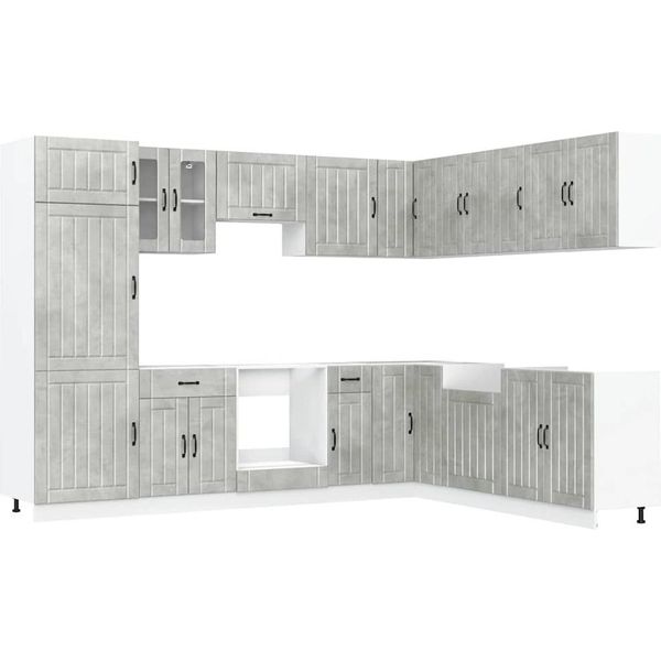 Syfax™ Set Mobili Da Cucina 14 Pz Lucca Grigio Cemento In Truciolato-image