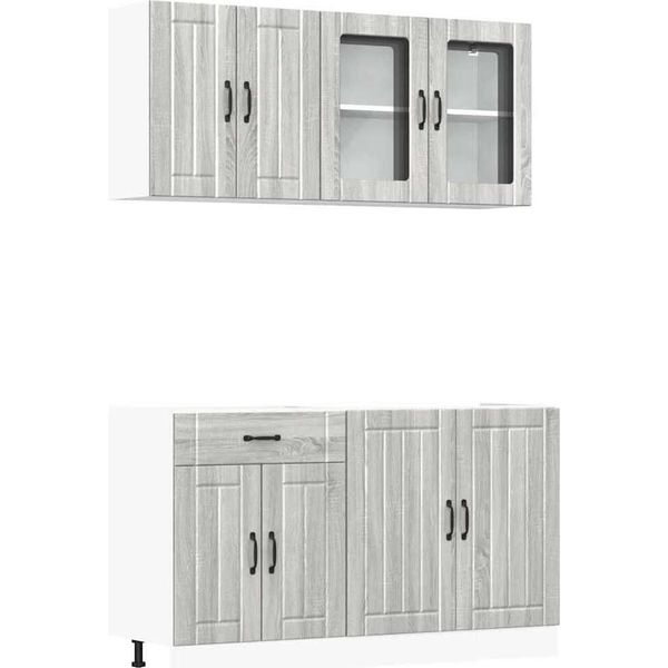 Syfax™ Set Mobili Da Cucina 4 Pz Lucca Grigio Sonoma In Truciolato-image