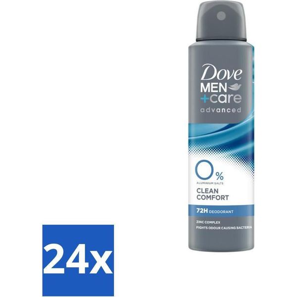 Dove Men+Care Deodorant Spray - 0% Clean Comfort - 150 Ml - Confezione Risparmio - 24 Pezzi-image