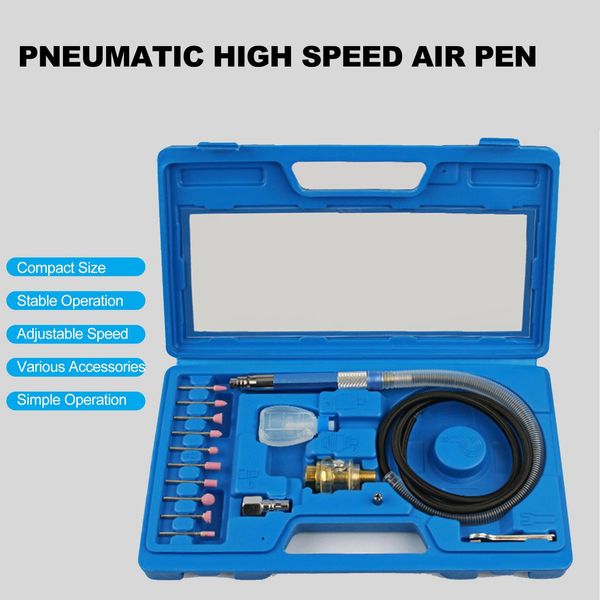 Kit Di Smerigliatrici Pneumatiche A Matita Mini Smerigliatrice A Matita Lucidatrice Strumento Di Taglio Ad Alta Velocità Smerigliatura Kit Di Strumenti Compatti Per La Pulizia Taglio Lucidatura Saldatura-image