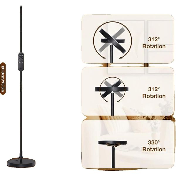 Lampada Da Terra, Dimmerabile, Con Telecomando, Nero, Nero, Nero, Nero, Nero-image