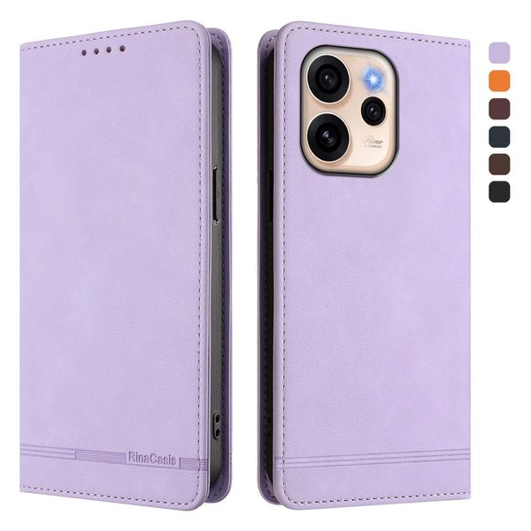Custodia Per Oppo Reno15 Pro, Custodia Retro In Finto Cuoio Flip Con Supporto E Slot Per Carte Di Credito Viola-image
