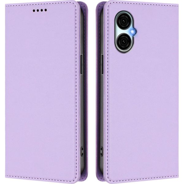 Custodia Per Cellulare Per Blu G53, Flip Cover In Finto Cuoio Antiurto Magnetica Con Supporto Viola-image