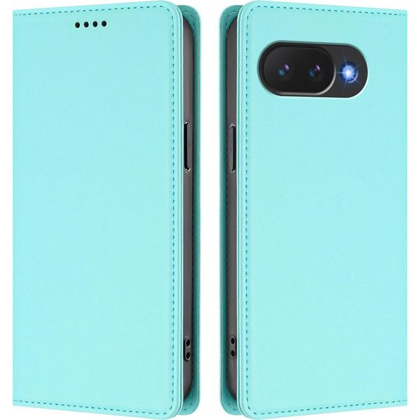 Custodia Per Google Pixel 10A, Flip Cover In Finto Cuoio Antiurto Magnetica Con Supporto Turchese-image