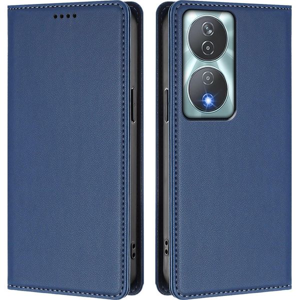 Custodia In Pelle Per Honor X7B 4G/X7B 5G/Honor 90 Smart, Custodia Flip Magnetica In Finto Cuoio Con Supporto Blu Scuro-image