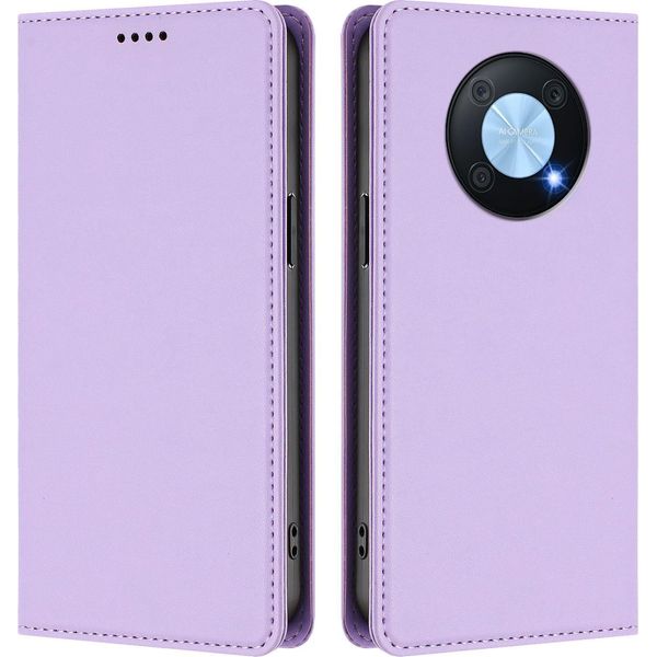 Custodia Per Telefono Cellulare Per Huawei Nova Y90, Flip Cover In Finto Cuoio Antiurto Magnetica Con Supporto Viola-image