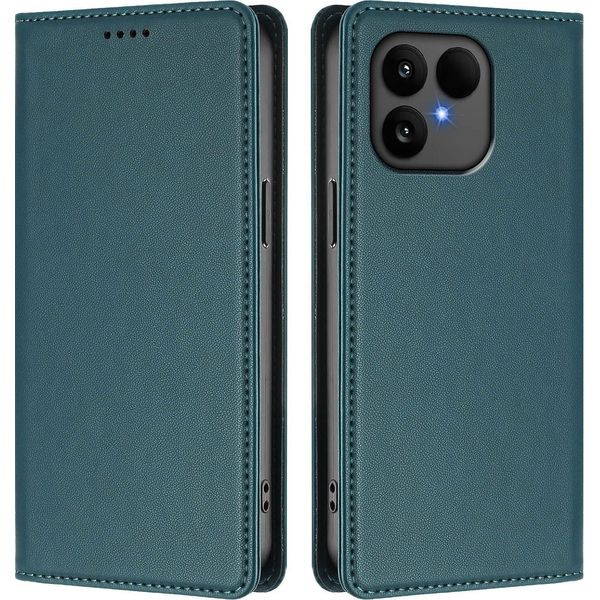 Custodia Per Telefono Cellulare Per Fairphone 6,Poliuretanopelle Flip Cover Antiurto Magnetico Con Supporto Verde-image