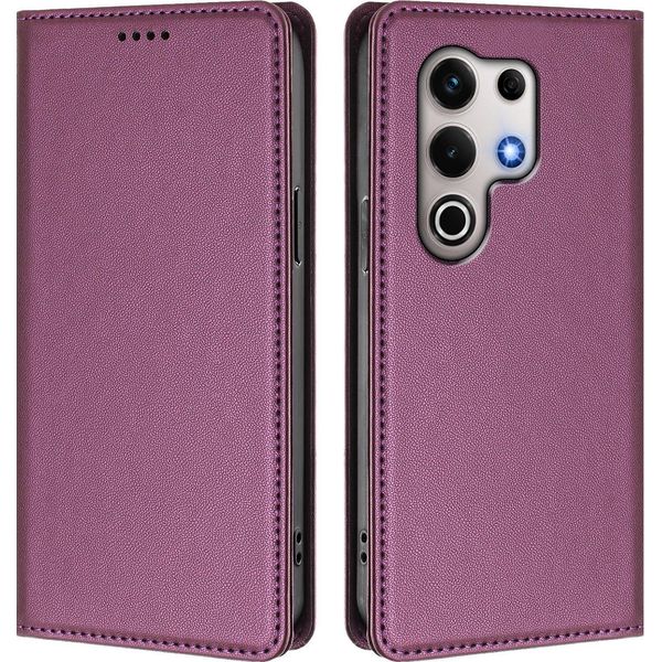 Custodia In Pelle Per Itel S25 Ultra, Custodia Flip Magnetica In Finto Cuoio Con Supporto Viola-image