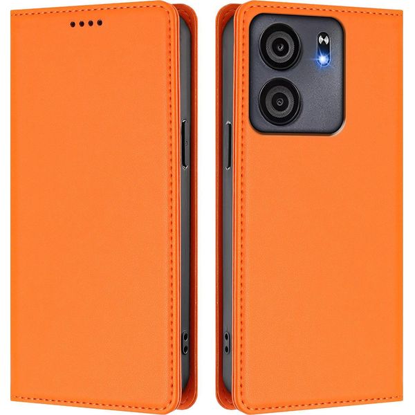Custodia Per Telefono Cellulare Per Blu View 5, Custodia Magnetica Antiurto In Finto Cuoio Flip Cover Con Supporto Arancione-image