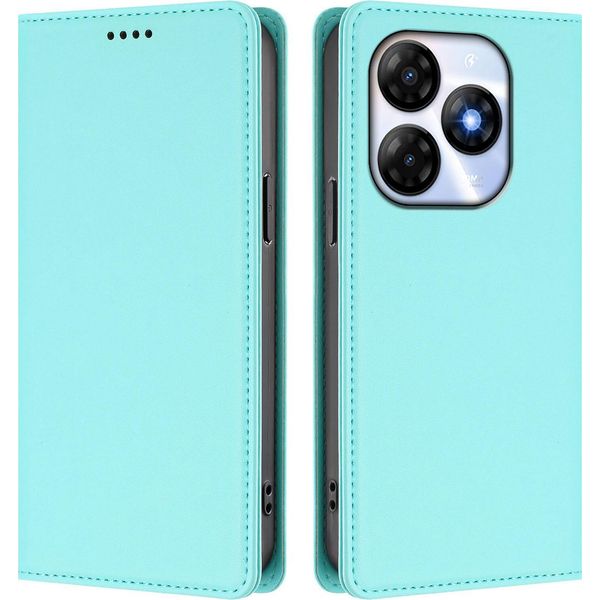 Custodia In Pelle Per Itel P55 4G, Custodia Flip Magnetica In Finto Cuoio Con Supporto Verde Menta-image