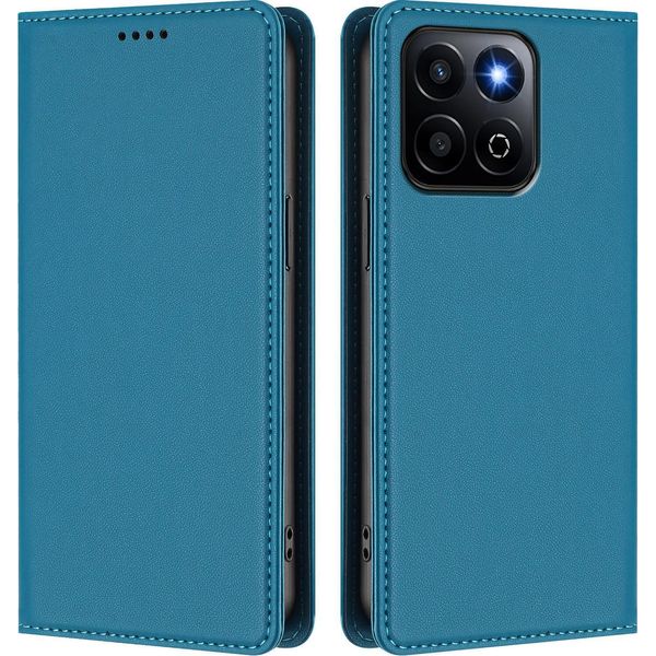 Custodia Per Telefono Cellulare Per Honor X7C 4G/Honor 200 Smart, Custodia Magnetica Antiurto Flip Cover In Finto Cuoio Con Supporto Blu-image