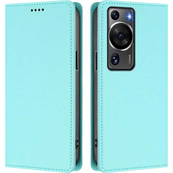 Custodia In Pelle Per Huawei P60 / P60 Pro, Custodia Magnetica In Finto Cuoio Con Supporto Verde Menta-image