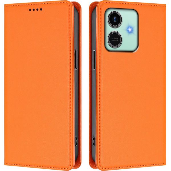 Custodia Per Telefono Cellulare Per Honor Play10, Flip Cover In Finto Cuoio Antiurto Magnetica Con Supporto Arancione-image