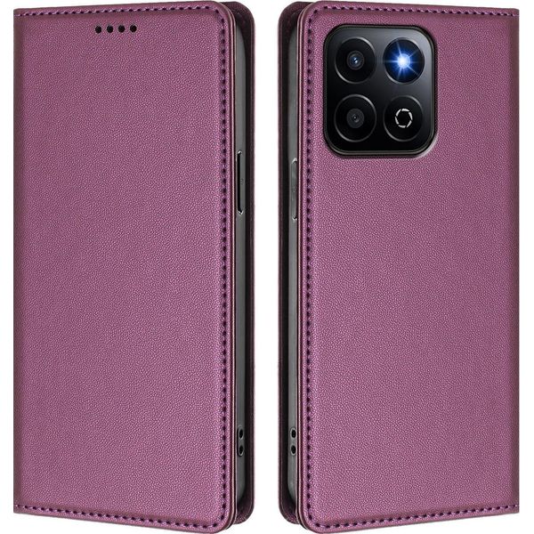 Custodia In Pelle Per Honor 400 Smart /Honor X7D, Custodia Flip Magnetica In Finto Cuoio Con Supporto Viola-image
