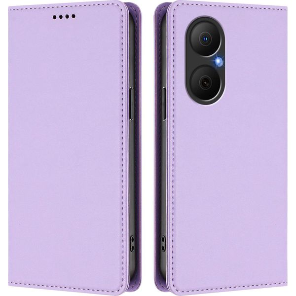 Custodia Per Telefono Cellulare Per Huawei Nova Y73, Flip Cover In Finto Cuoio Antiurto Custodia Magnetica Con Supporto Viola-image