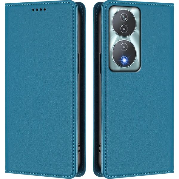 Custodia In Pelle Per Honor X7B 4G/X7B 5G/Honor 90 Smart, Custodia Flip Magnetica In Finto Cuoio Con Supporto Lake Blu-image