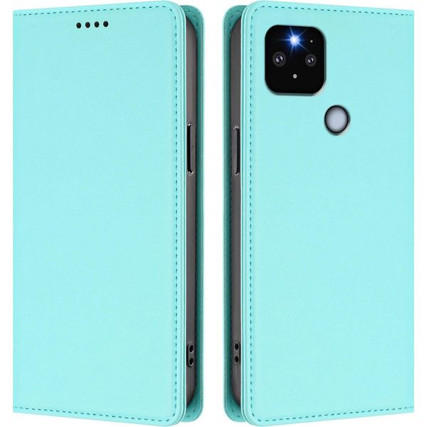 Custodia In Pelle Per Google Pixel 5 Xl/Pixel 4A 5G, Custodia Magnetica In Finto Cuoio Con Supporto Verde Menta-image