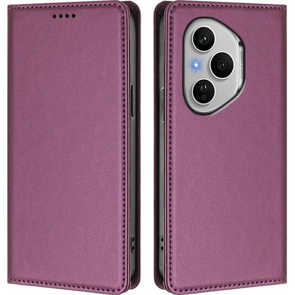 Custodia Per Telefono Cellulare Per Honor 400 Pro, Flip Cover In Finto Cuoio Antiurto Magnetica Con Supporto Viola-image