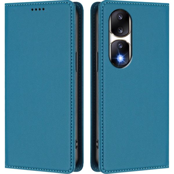 Custodia In Pelle Per Honor 90 Pro, Custodia Flip Magnetica In Finto Cuoio Con Supporto Lake Blu-image
