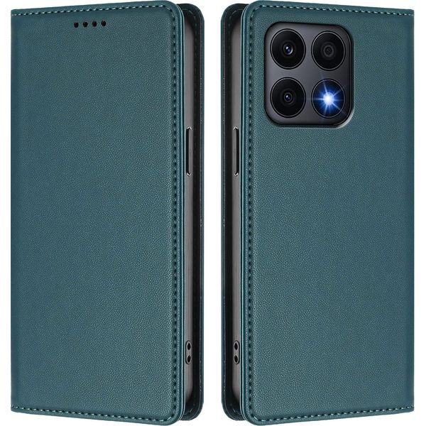 Custodia In Pelle Per Honor X8A, Flip Case Magnetico In Finto Cuoio Con Supporto Verde-image
